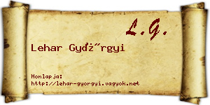 Lehar Györgyi névjegykártya